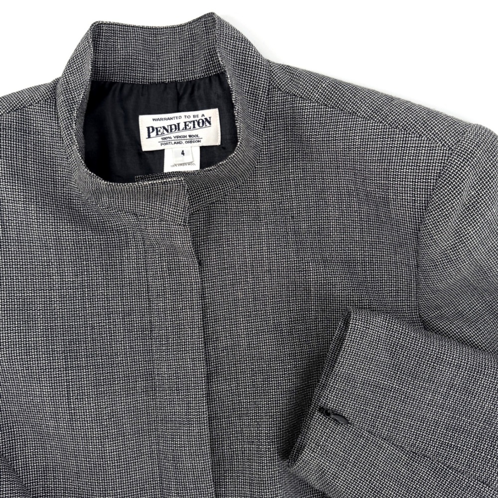 Pendleton Jacket Womens 4 Gray Excellent Virgin Wool Zip Mock Neck TF161-10218